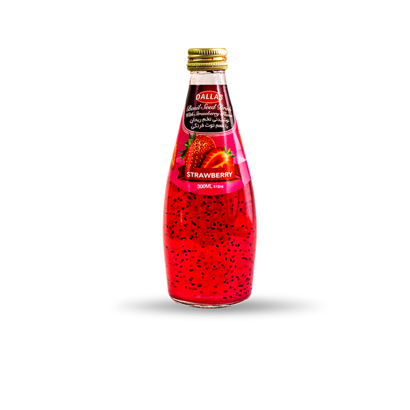 Basil seed drink with strawberry flavor