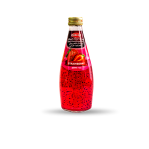 Basil seed drink with strawberry flavor